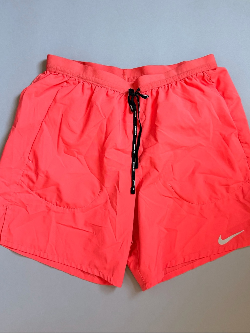 Nike Running Neon Coral Drawstring Athletic Shorts